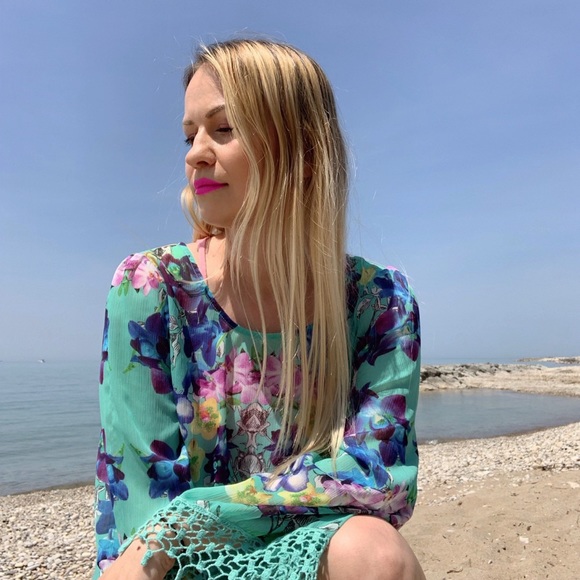 Orchid floral beach coverup MEDIUM - Picture 3 of 11